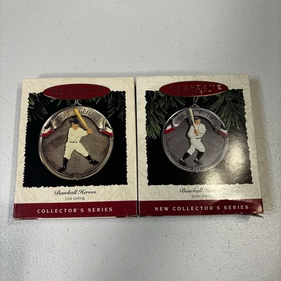 Hallmark Keepsake Baseball Heroes Ornament Babe Ruth & Lou Gehrig VTG - Picture 1 of 5
